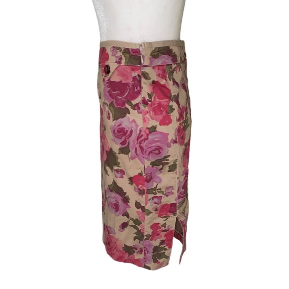 Anthropologie Odille Khaki Purple & Pink Floral Pencil Skirt - 0 - Picture 4 of 10